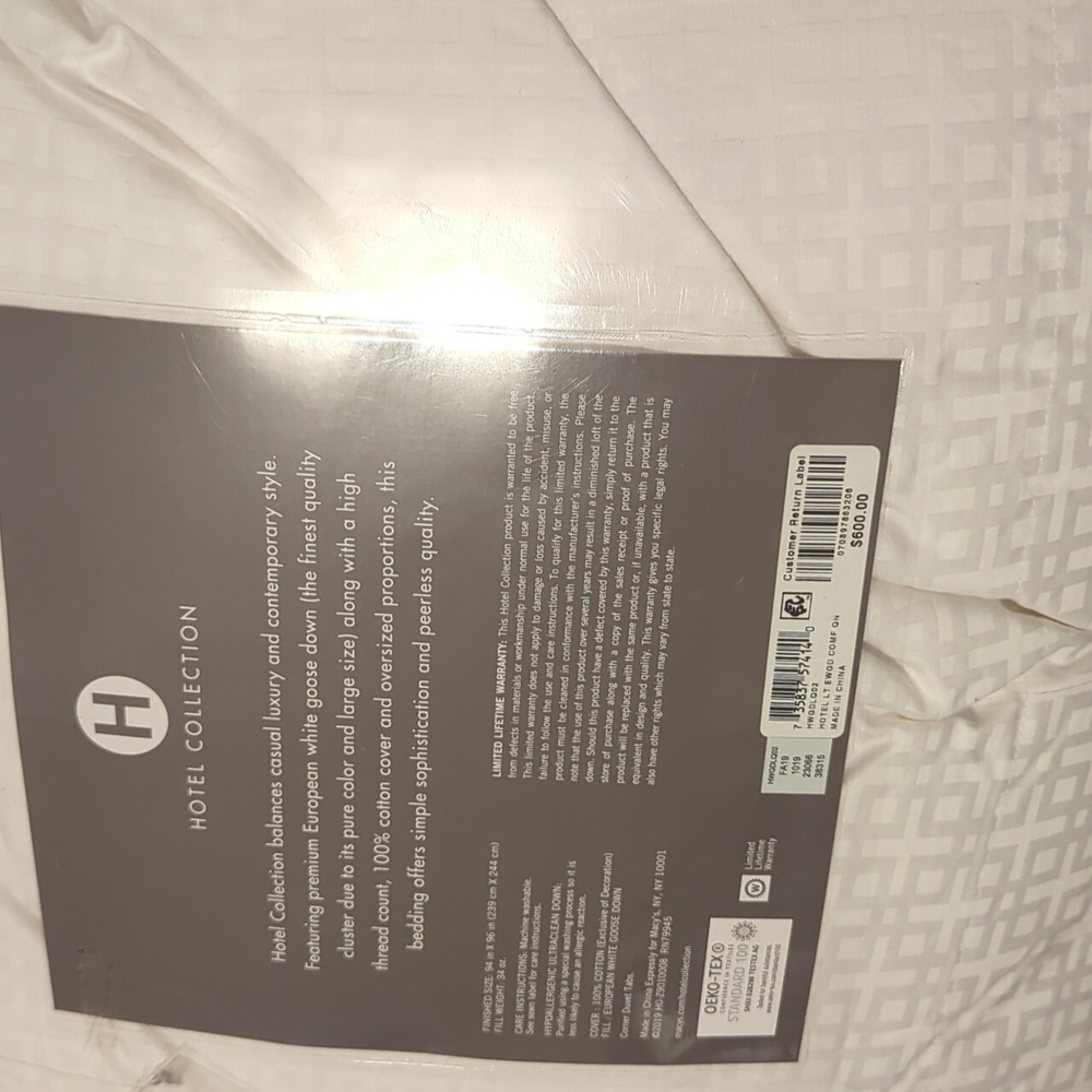 Hotel Collection Goose Down Comforter 500 thread count 100%cotton cover . - Picture 3 of 3